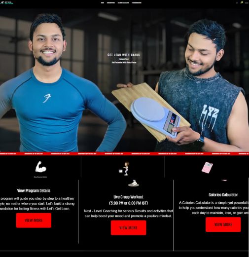 Get Lean With Rahul fitness website designed and developed by Digital Achive